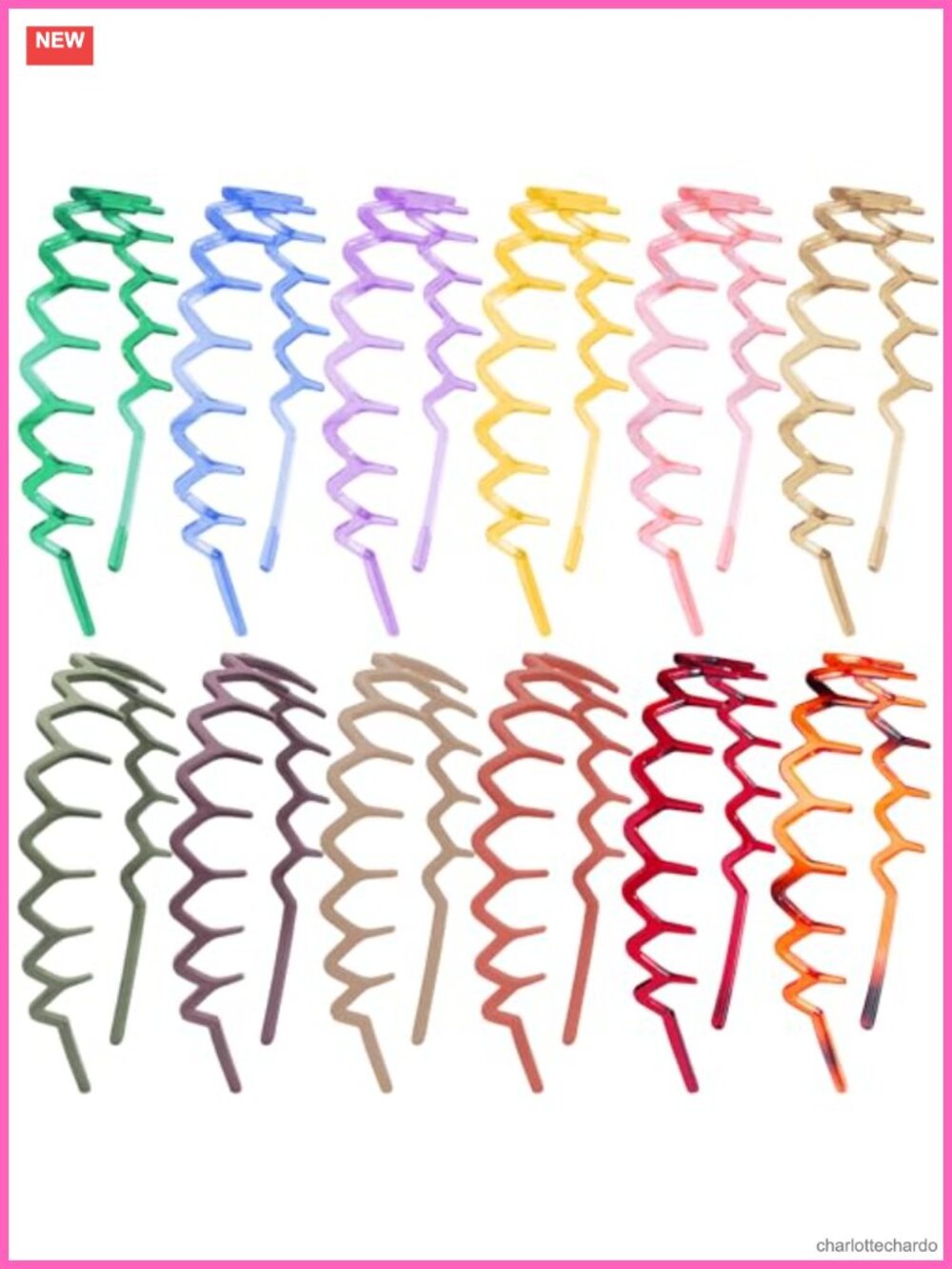 12 Pc Zig Zag Headbands Plastic Non Slip Hair Accessories
